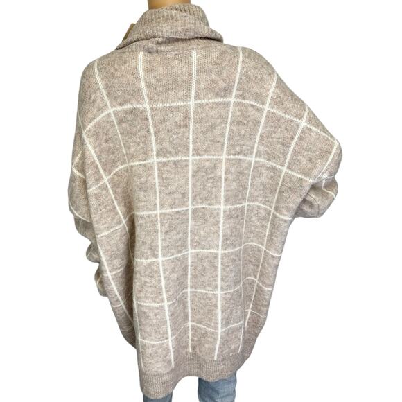 NWT Entro Window Pane Cowl Neck Sweater Beige Cozy Plus Size 1X - Picture 5 of 10